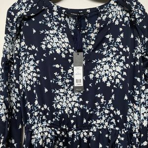 NWT BCBGMAXARIA Day Long Dress -Pacifica Blue Flora, Size L